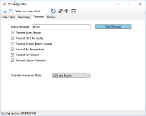 ptConfigurator - Telemetry screen.