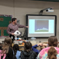Demonstrating science for the McPherson 5th graders.