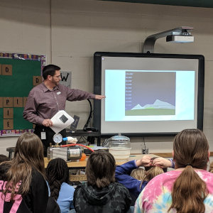 Demonstrating science for the McPherson 5th graders.